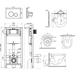 Комплект унитаза Am.Pm Spirit 2.0 Pro с инсталляцией, клавиша хром, сиденье микролифт (C701700WH, C707857WH, I012704.9051)