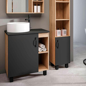 Тумба под раковину Grossman Флай 66х43 серый/дуб сонома (107002)