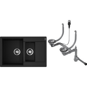 Кухонная мойка Omoikiri Daisen 78-2 BL с клапаном автомат, черная (4993334, 4956506)