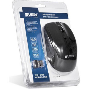 Мышь Sven RX-305 черный (SV-03200305W)