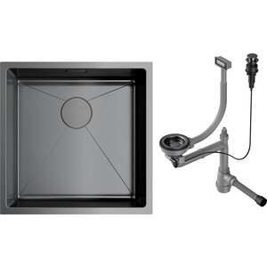 Кухонная мойка Omoikiri Taki 44-U/IF GM с клапаном-автомат, вороненая сталь (4973521, 4956470)