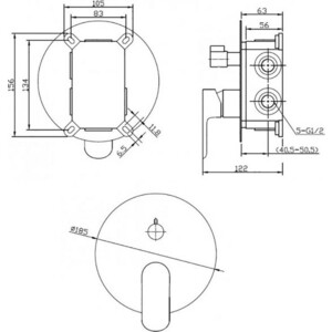Смеситель для ванны BelBagno Ancona встраиваемый, хром (ANCONA-VDI-CRM)