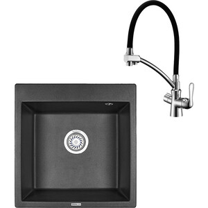 Кухонная мойка и смеситель Granula GR-5102 черная, Lemark Comfort LM3070C