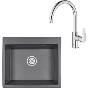 Кухонная мойка и смеситель Granula GR-6001 графит, Grohe BauEdge 31367001