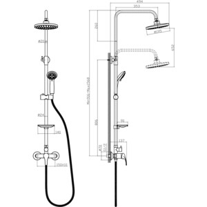Душевая система Rossinka со смесителем, хром (A35-45)