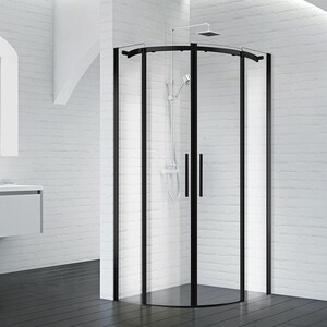 Душевой уголок BelBagno Acqua R-2 90х90 прозрачный, черный (ACQUA-R-2-90-C-NERO, TRAY-BB-R-90-550-15-W)