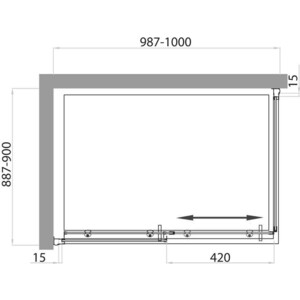 Душевой уголок BelBagno Uno AH-1 100х90 прозрачный, хром (UNO-AH-1-100/90-C-Cr)
