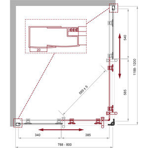 Душевой уголок BelBagno Uno 195-AH-2 120х80 рифленый Punto, хром (UNO-195-AH-2-120/80-P-Cr)
