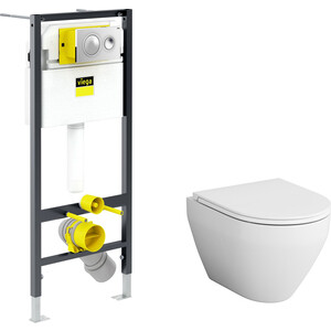 Комплект унитаза Am.Pm Spirit 2.0 FlashClean с инсталляцией, кнопкой, сиденьем микролифт (C701700WH, 792855, C707857WH)