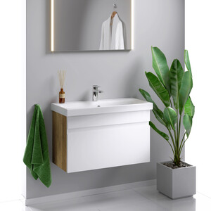 Тумба под раковину Aqwella Smart 80 1 ящик, дуб балтийский (SRT0108DB)