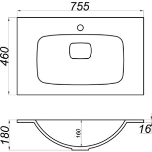 Раковина мебельная Aqwella Malaga 75 (Mal.75.04.D)