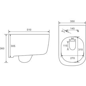 Унитаз подвесной безободковый Vincea Idea с тонким сиденьем микролифт, белый (VT1-33)