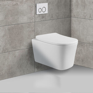 Унитаз подвесной безободковый Vincea Arco с тонким сиденьем микролифт, белый (VT1-36)