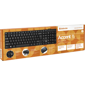 Клавиатура Defender Accent SB-720 RU, черный, компактная USB (45720)