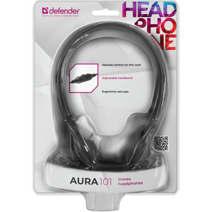 Наушники накладные Defender Aura 101 черный, кабель 1,8 м (63101)