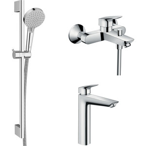 Комплект смесителей Hansgrohe Logis с душевым гарнитуром (71400000, 71090000, 26275000)
