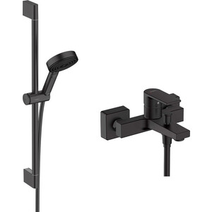 Смеситель для ванны Hansgrohe Vernis Shape с душевым гарнитуром, черный матовый (71450670, 24160672)