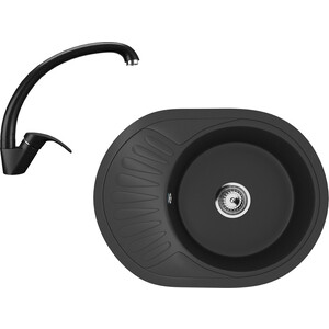 Кухонная мойка и смеситель Ulgran U-107m-344, U-007-344 ультра-черный