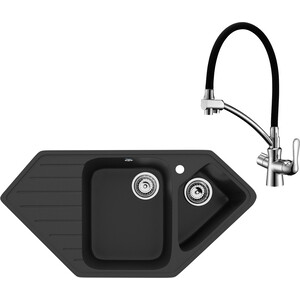 Кухонная мойка и смеситель Ulgran U-409-344 ультра-черный, Lemark Comfort LM3070C