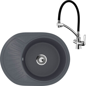 Кухонная мойка и смеситель Ulgran U-107m-343 антрацит, Lemark Comfort LM3070C