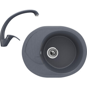 Кухонная мойка и смеситель Ulgran U-403-343, U-007-343 антрацит