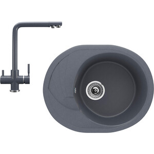 Кухонная мойка и смеситель Ulgran U-403-343, U-016-343 антрацит