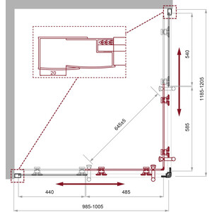 Душевой уголок BelBagno Uno 195-AH-2 120х100 прозрачный, хром (UNO-195-AH-2-120/100-C-Cr)