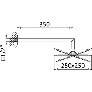 Верхний душ с кронштейном Cezares Czr 25 белый матовый (CZR-B-TDD-25-BIO)