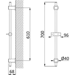 Душевая штанга Cezares 70 черный матовый (CZR-B-SD-NOP)