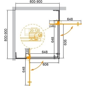 Душевой уголок Cezares Slider A-2 90-80х90-80 прозрачный, черный (SLIDER-A-2-80/90-C-NERO)