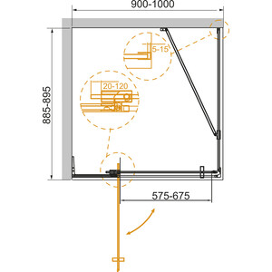 Душевой уголок Cezares Slider AH-1 100-90x90 тонированный, черный (SLIDER-AH-1-90-90/100-GRIGIO-NERO)