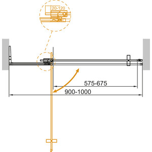 Душевая дверь Cezares Slider B-1 100-90х195 тонированная, черная (SLIDER-B-1-90/100-GRIGIO-NERO)