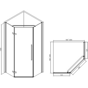 Душевой уголок Abber Ewiges Wasser 100х100 прозрачный, черный (AG05100B)