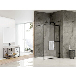 Душевой уголок Abber Immer Offen 100х100 с поддоном, прозрачный, черный (AG60100B, ЛП00189)