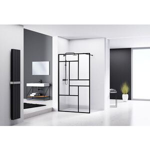 Душевая перегородка Abber Immer Offen 120х200 прозрачная, черная (AG63120B)