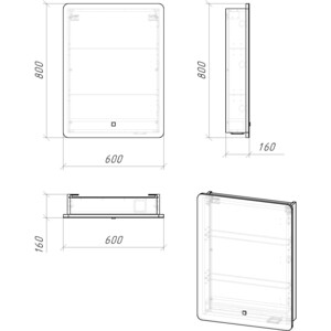 Зеркальный шкаф Grossman Адель LED 60х80 сенсорный выключатель (206004)