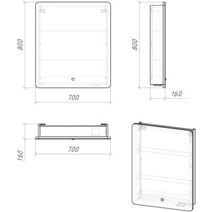 Зеркальный шкаф Grossman Адель LED 70х80 сенсорный выключатель (207004)