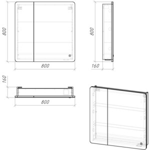 Зеркальный шкаф Grossman Адель LED 80х80 сенсорный выключатель (208004)