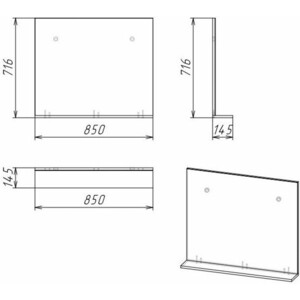 Зеркало Grossman Тенза 85х72 с полкой, веллингтон (208501)