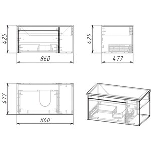 Тумба под раковину Grossman Тенза 85х48 веллингтон (108503)