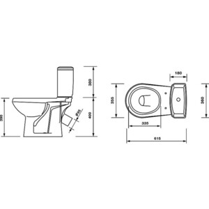 Унитаз-компакт Оскольская керамика Элисса Оптима с сиденьем, белый (4631111132142)