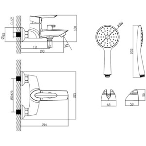 Смеситель для ванны Lemark Mars с душем, хром (LM3514C)