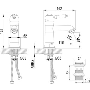 Смеситель для раковины Lemark Villa с донным клапаном клик-клак, хром (LM4806C)