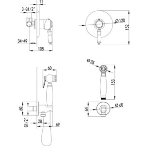 Гигиенический душ Lemark Villa с гигиенической лейкой, встраиваемый, хром (LM4819C)