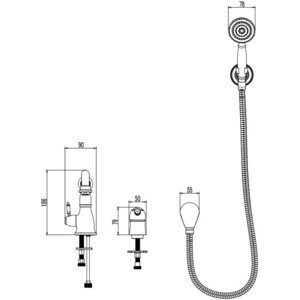 Смеситель на борт ванны Lemark Villa на 2 отверстия, хром (LM4847C)