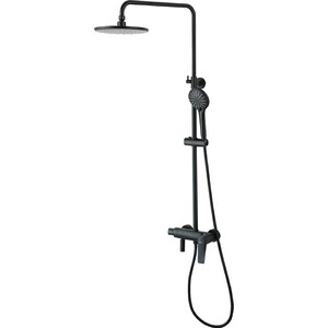 Душевая система Lemark Bronx с термостатом и изливом, черный (LM3772BL)
