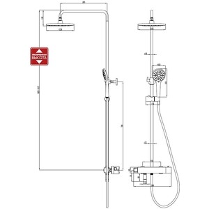 Душевая система Lemark Bronx с термостатом и изливом, черный (LM3772BL)