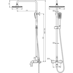 Душевая система Lemark Ursus с регулируемой высотой штанги, черный (LM7260BL)
