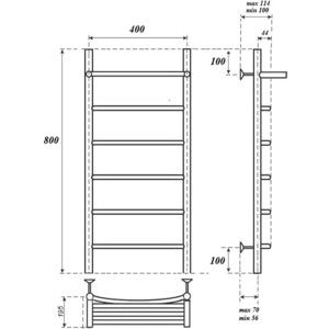 Полотенцесушитель электрический Point П5 400х800 с полкой хром (PN04148PE)