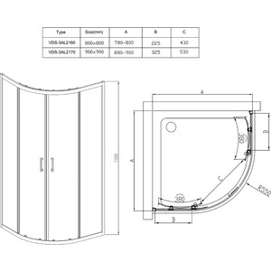 Душевой уголок Vincea Alpha VSQ-3AL 90х90 прозрачный, хром (VSQ-3AL900CL)